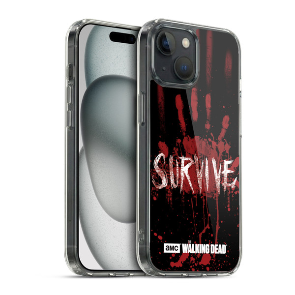 AMC The Walking Dead Typography Survive Hand Soft Gel Case for Apple iPhone 15 & MagSafe