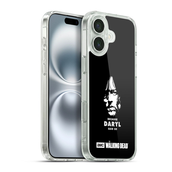 AMC The Walking Dead Typography Daryl Says Soft Gel Case for Apple iPhone 16 Plus & MagSafe