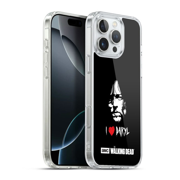AMC The Walking Dead Typography Love Daryl Face Soft Gel Case for Apple iPhone 16 Pro Max & MagSafe
