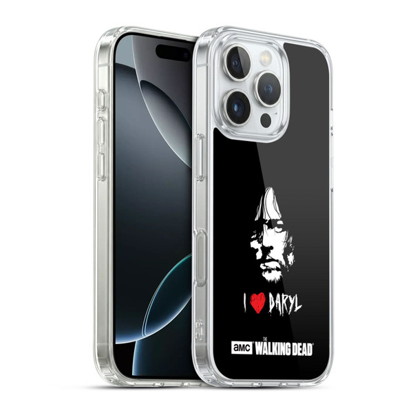 AMC The Walking Dead Typography Love Daryl Face Soft Gel Case for Apple iPhone 16 Pro & MagSafe