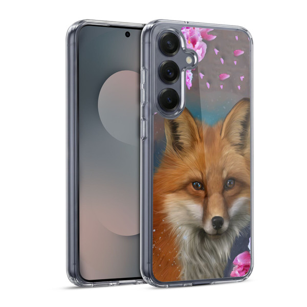 Ash Evans Animals Fox Peonies Soft Gel Case for Samsung Galaxy S25 & MagSafe