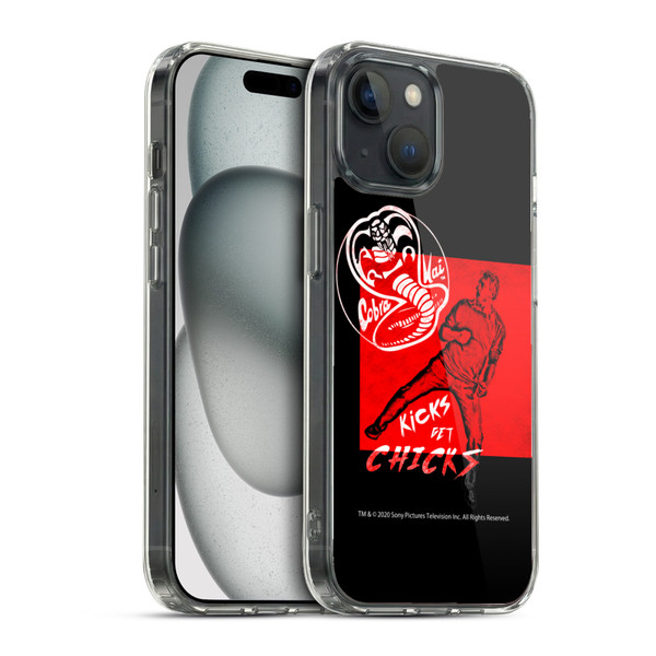 Cobra Kai Composed Art John Lawrence Kicks Soft Gel Case for Apple iPhone 15 & MagSafe