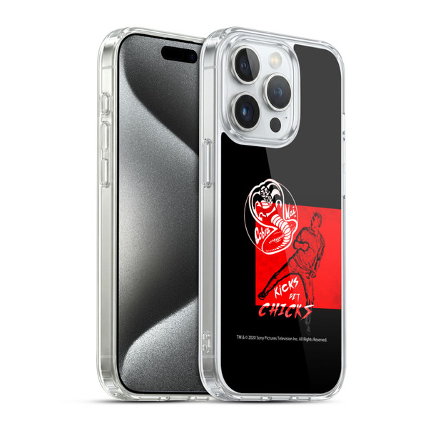 Cobra Kai Composed Art John Lawrence Kicks Soft Gel Case for Apple iPhone 15 Pro & MagSafe