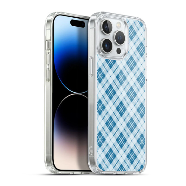 PLdesign Christmas Light Blue Tartan Soft Gel Case for Apple iPhone 13 Pro Max & MagSafe