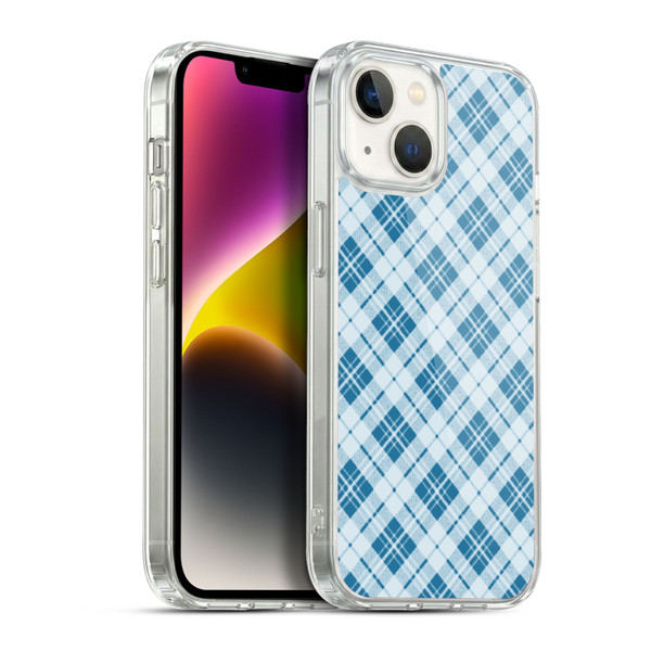 PLdesign Christmas Light Blue Tartan Soft Gel Case for Apple iPhone 14