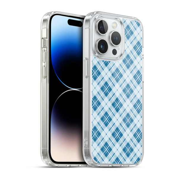 PLdesign Christmas Light Blue Tartan Soft Gel Case for Apple iPhone 14 Pro & MagSafe