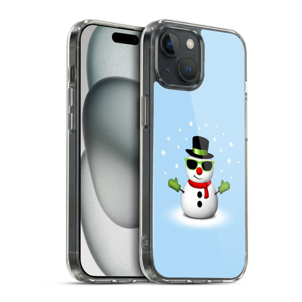 PLdesign Christmas Cool Snowman With Shades Soft Gel Case for Apple iPhone 15 & MagSafe