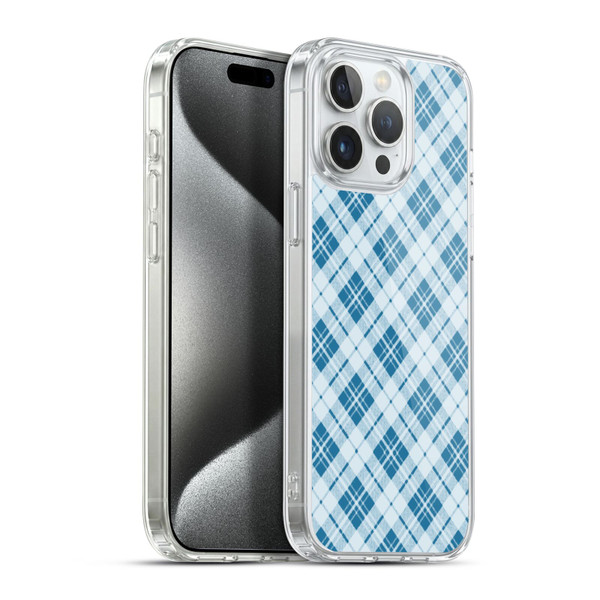 PLdesign Christmas Light Blue Tartan Soft Gel Case for Apple iPhone 15 Pro Max & MagSafe