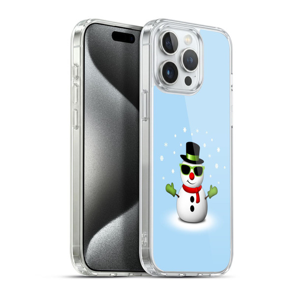 PLdesign Christmas Cool Snowman With Shades Soft Gel Case for Apple iPhone 15 Pro Max & MagSafe
