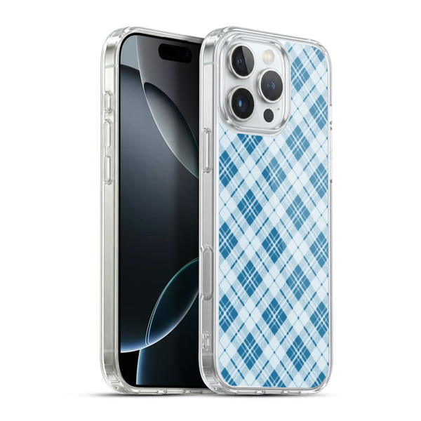 PLdesign Christmas Light Blue Tartan Soft Gel Case for Apple iPhone 16 Pro Max & MagSafe