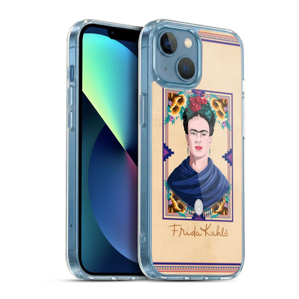 Frida Kahlo Portrait Blue Soft Gel Case for Apple iPhone 13 Mini & MagSafe