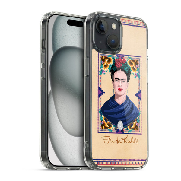 Frida Kahlo Portrait Blue Soft Gel Case for Apple iPhone 15 & MagSafe