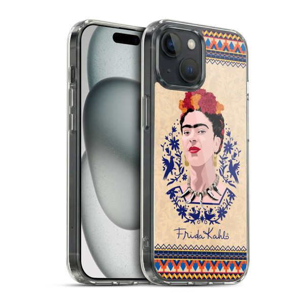 Frida Kahlo Portrait Navy Blue Soft Gel Case for Apple iPhone 15 & MagSafe