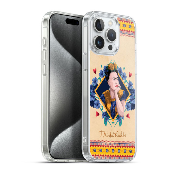 Frida Kahlo Portrait Indigo Soft Gel Case for Apple iPhone 15 Pro Max & MagSafe