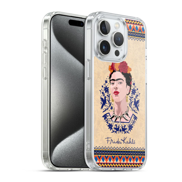 Frida Kahlo Portrait Navy Blue Soft Gel Case for Apple iPhone 15 Pro & MagSafe