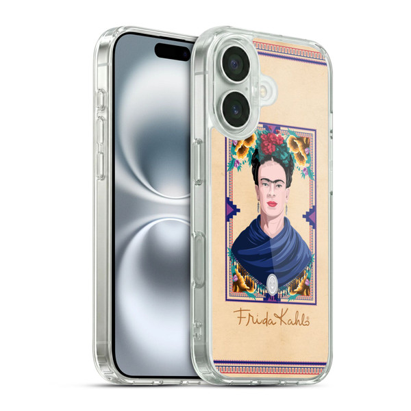 Frida Kahlo Portrait Blue Soft Gel Case for Apple iPhone 16 & MagSafe