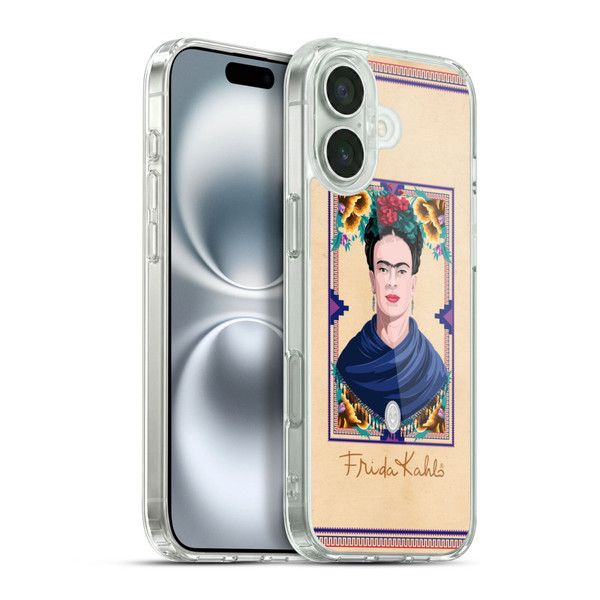 Frida Kahlo Portrait Blue Soft Gel Case for Apple iPhone 16 Plus & MagSafe