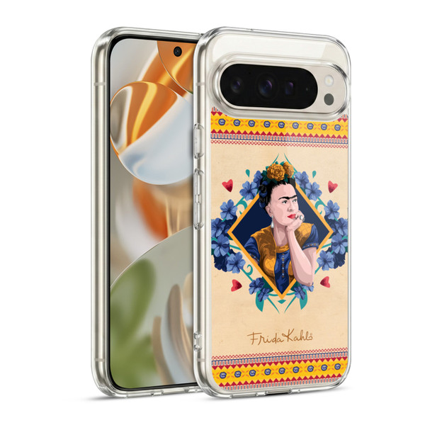 Frida Kahlo Portrait Indigo Soft Gel Case for Google Pixel 9 / Pixel 9 Pro