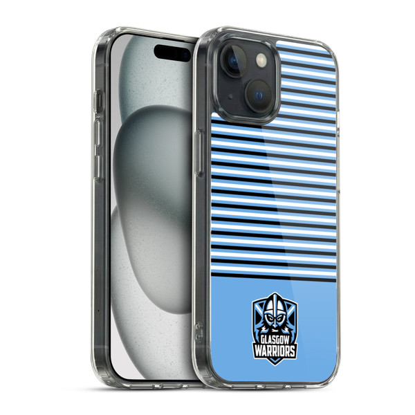 Glasgow Warriors Logo Stripes Blue 2 Soft Gel Case for Apple iPhone 15 & MagSafe