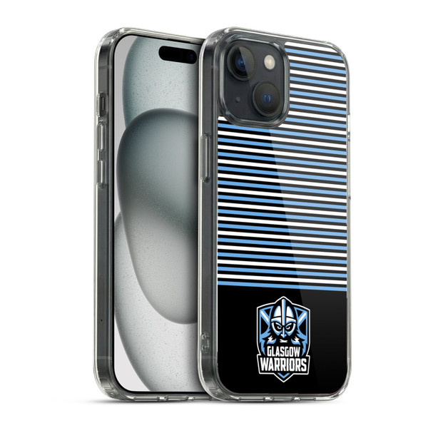 Glasgow Warriors Logo Stripes Black 2 Soft Gel Case for Apple iPhone 15 & MagSafe