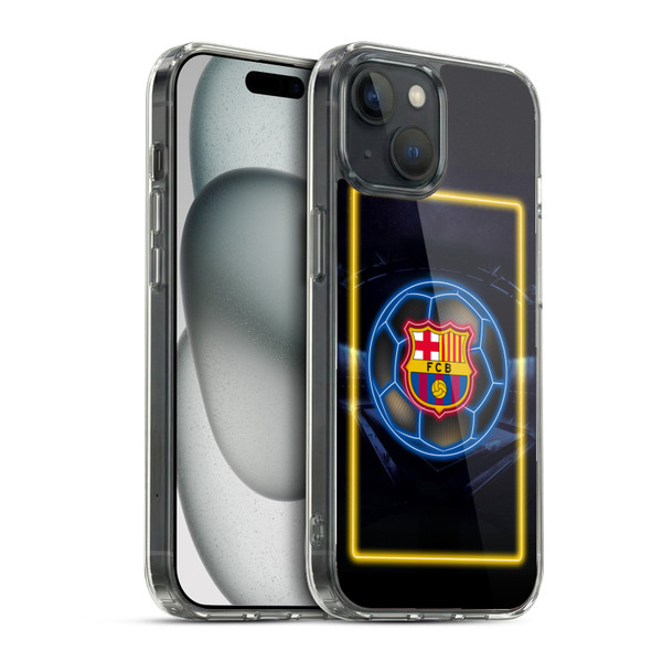 FC Barcelona Neon Logo Soft Gel Case for Apple iPhone 15 & MagSafe