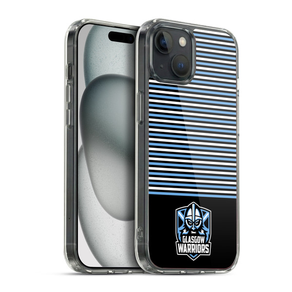 Glasgow Warriors Logo Stripes Black 2 Soft Gel Case for Apple iPhone 15 Plus & MagSafe