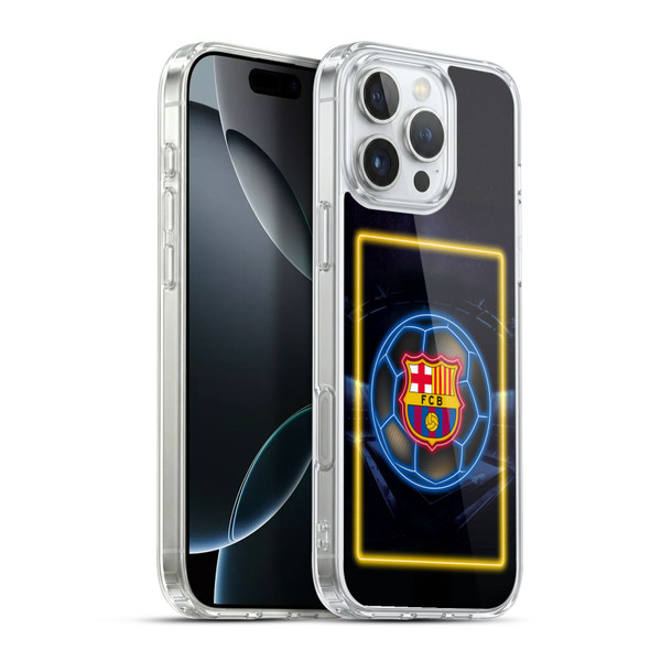 FC Barcelona Neon Logo Soft Gel Case for Apple iPhone 16 Pro Max & MagSafe