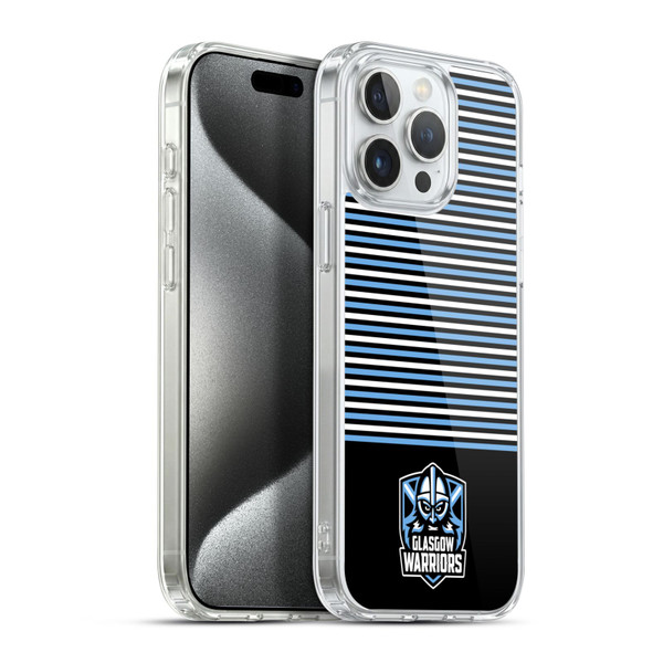 Glasgow Warriors Logo Stripes Black 2 Soft Gel Case for Apple iPhone 15 Pro Max & MagSafe