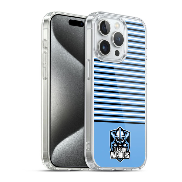 Glasgow Warriors Logo Stripes Blue 2 Soft Gel Case for Apple iPhone 15 Pro & MagSafe