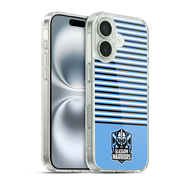 Glasgow Warriors Logo Stripes Blue 2 Soft Gel Case for Apple iPhone 16 & MagSafe