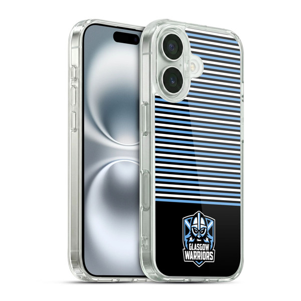 Glasgow Warriors Logo Stripes Black 2 Soft Gel Case for Apple iPhone 16 & MagSafe