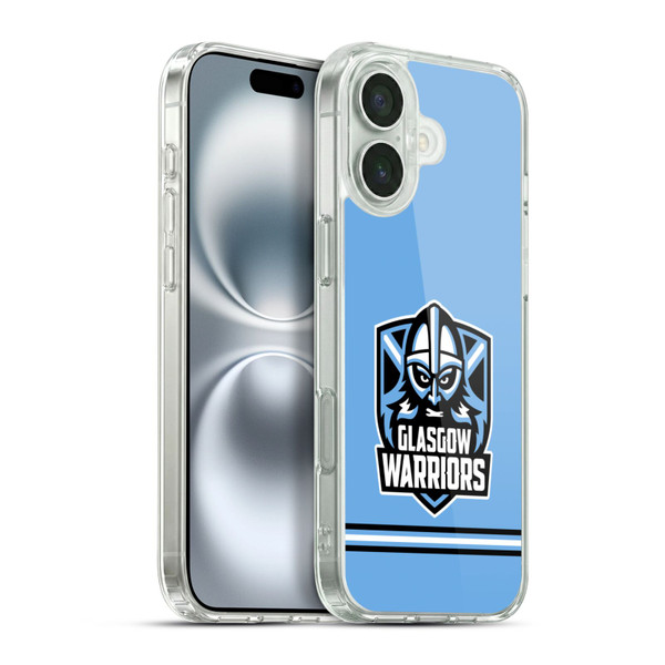 Glasgow Warriors Logo Stripes Blue Soft Gel Case for Apple iPhone 16 Plus & MagSafe