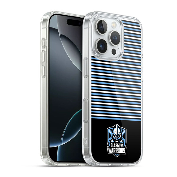 Glasgow Warriors Logo Stripes Black 2 Soft Gel Case for Apple iPhone 16 Pro & MagSafe