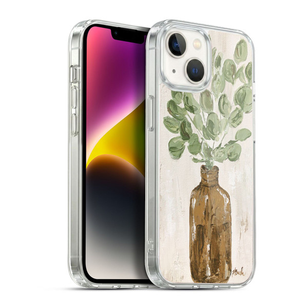 Haley Bush Floral Painting Brown Bottle Eucalyptus Soft Gel Case for Apple iPhone 14