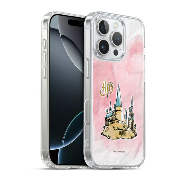 Harry Potter Deathly Hallows XVII Logo And Castle Soft Gel Case for Apple iPhone 16 Pro & MagSafe