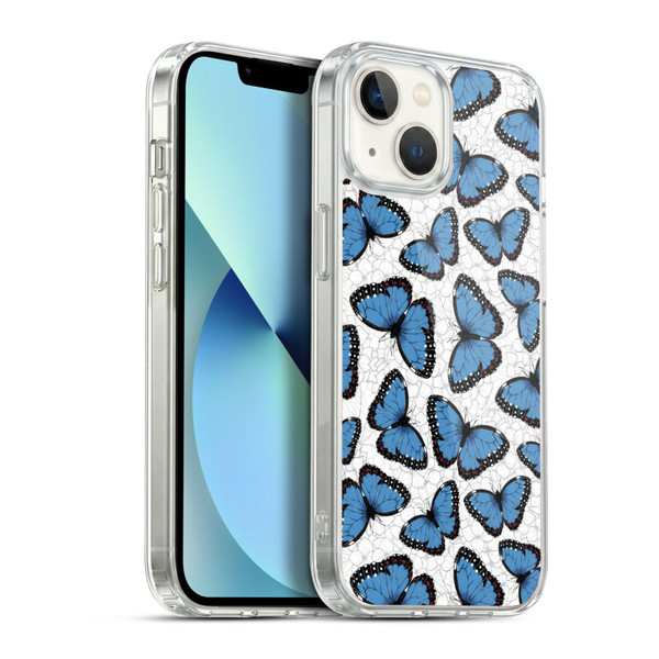 Katerina Kirilova Floral Patterns Blue Butterflies Soft Gel Case for Apple iPhone 13