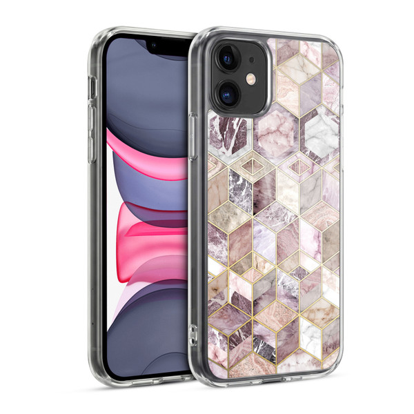 Micklyn Le Feuvre Marble Patterns Blush Quartz Honeycomb Soft Gel Case for Apple iPhone 11