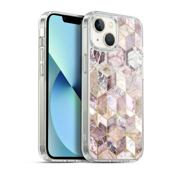 Micklyn Le Feuvre Marble Patterns Blush Quartz Honeycomb Soft Gel Case for Apple iPhone 13
