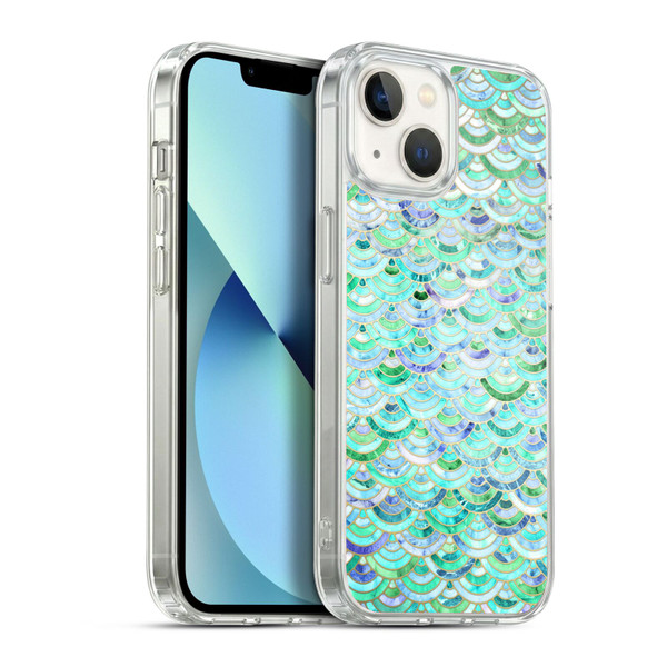 Micklyn Le Feuvre Marble Patterns Mosaic In Mint Quartz And Jade Soft Gel Case for Apple iPhone 13
