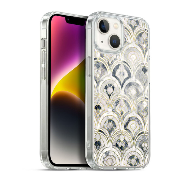 Micklyn Le Feuvre Marble Patterns Monochrome Art Deco Tiles Soft Gel Case for Apple iPhone 14