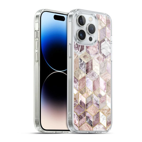 Micklyn Le Feuvre Marble Patterns Blush Quartz Honeycomb Soft Gel Case for Apple iPhone 14 Pro Max & MagSafe