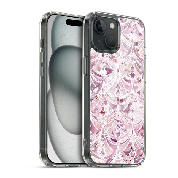 Micklyn Le Feuvre Marble Patterns Berry Frosting Art Deco Pattern Soft Gel Case for Apple iPhone 15 & MagSafe