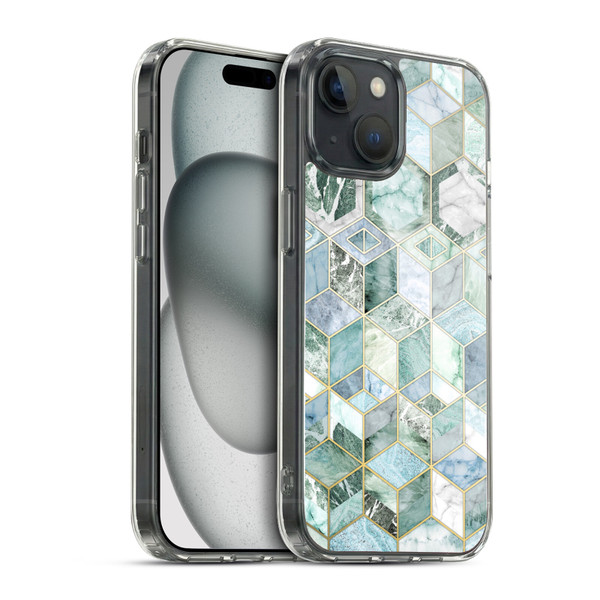 Micklyn Le Feuvre Marble Patterns Jade Honeycomb Soft Gel Case for Apple iPhone 15 & MagSafe