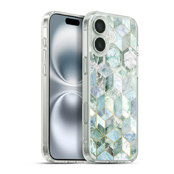 Micklyn Le Feuvre Marble Patterns Jade Honeycomb Soft Gel Case for Apple iPhone 16 Plus & MagSafe