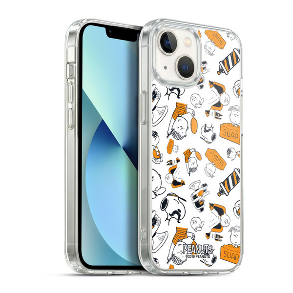 Peanuts Chuck's Barber Shop Pattern Soft Gel Case for Apple iPhone 13