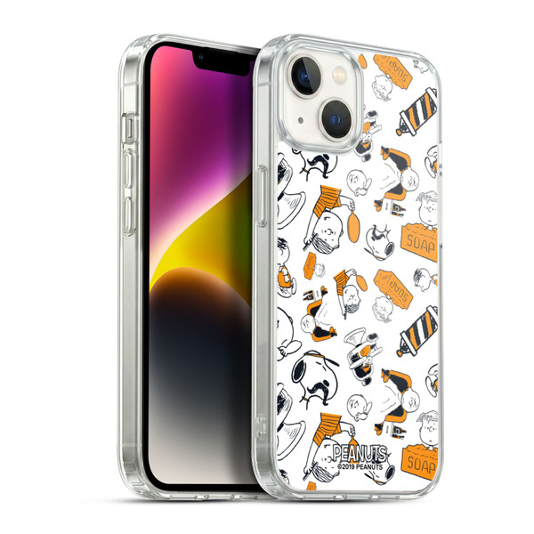Peanuts Chuck's Barber Shop Pattern Soft Gel Case for Apple iPhone 14 Plus & MagSafe