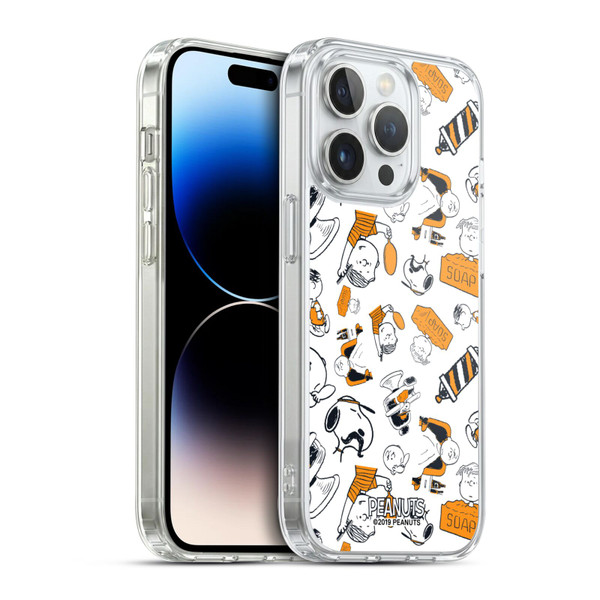 Peanuts Chuck's Barber Shop Pattern Soft Gel Case for Apple iPhone 14 Pro & MagSafe