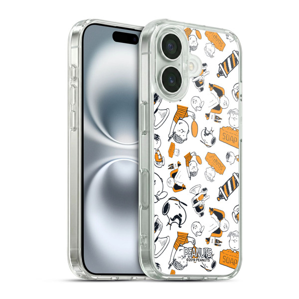 Peanuts Chuck's Barber Shop Pattern Soft Gel Case for Apple iPhone 16 & MagSafe