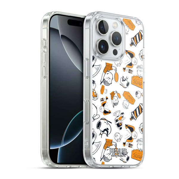 Peanuts Chuck's Barber Shop Pattern Soft Gel Case for Apple iPhone 16 Pro & MagSafe
