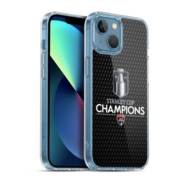 NHL 2024 Stanley Cup Champions Florida Panthers Puck Pattern Soft Gel Case for Apple iPhone 13 Mini & MagSafe